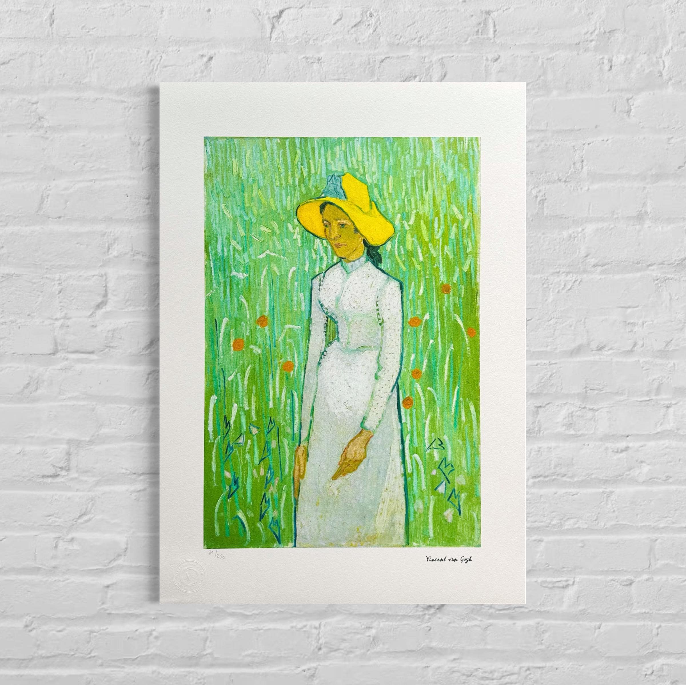 Genummerde editie VINCENT VAN GOGH "Meisje in het wit" Gesigneerd - Certificaat - Limited lithografie - Nederlandse kunstenaar - after